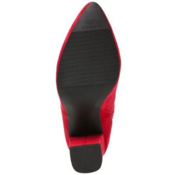 WILD PAIR Womens Red Stretch Bravy Pointed Toe Block Heel Heeled Boots 5 M - Picture 4 of 4